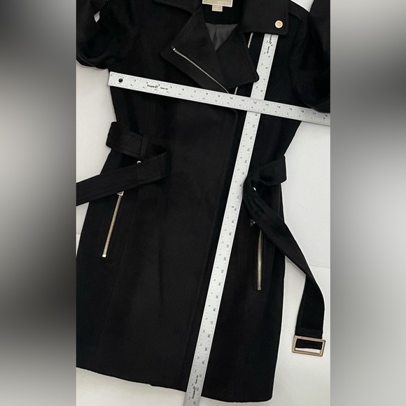 MICHAEL MICHAEL KORS Wool Blend Belted Coat Size XS black NEW - Picture 6 of 6
